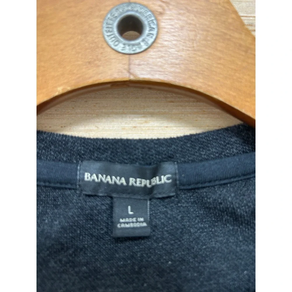 Banana Republic Mens Large Charcoal‎ Gray Heathered Raglan Crewneck Sweatshirt